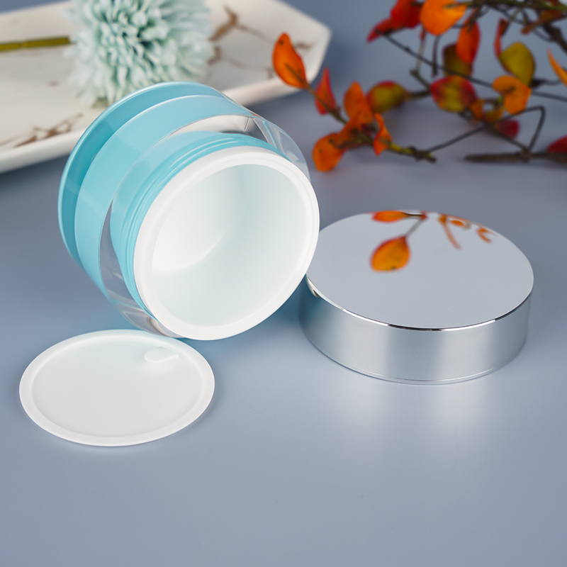 BDPAK Double-layer Plastic Custom Blue Skin Cream Jar