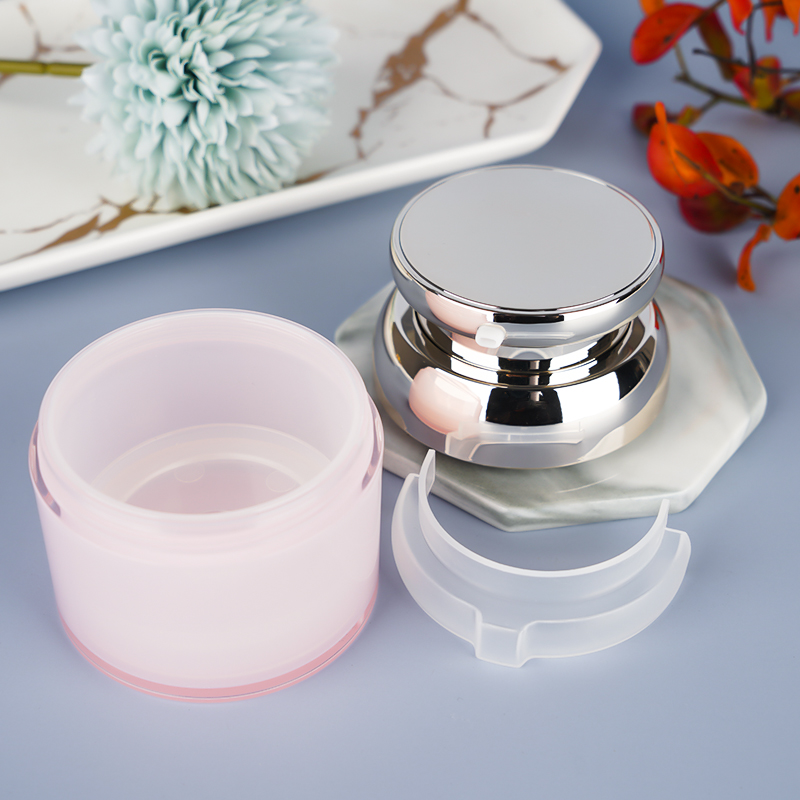 BDPAK Custom Plastic Pink Cream Jar with Golden Pump