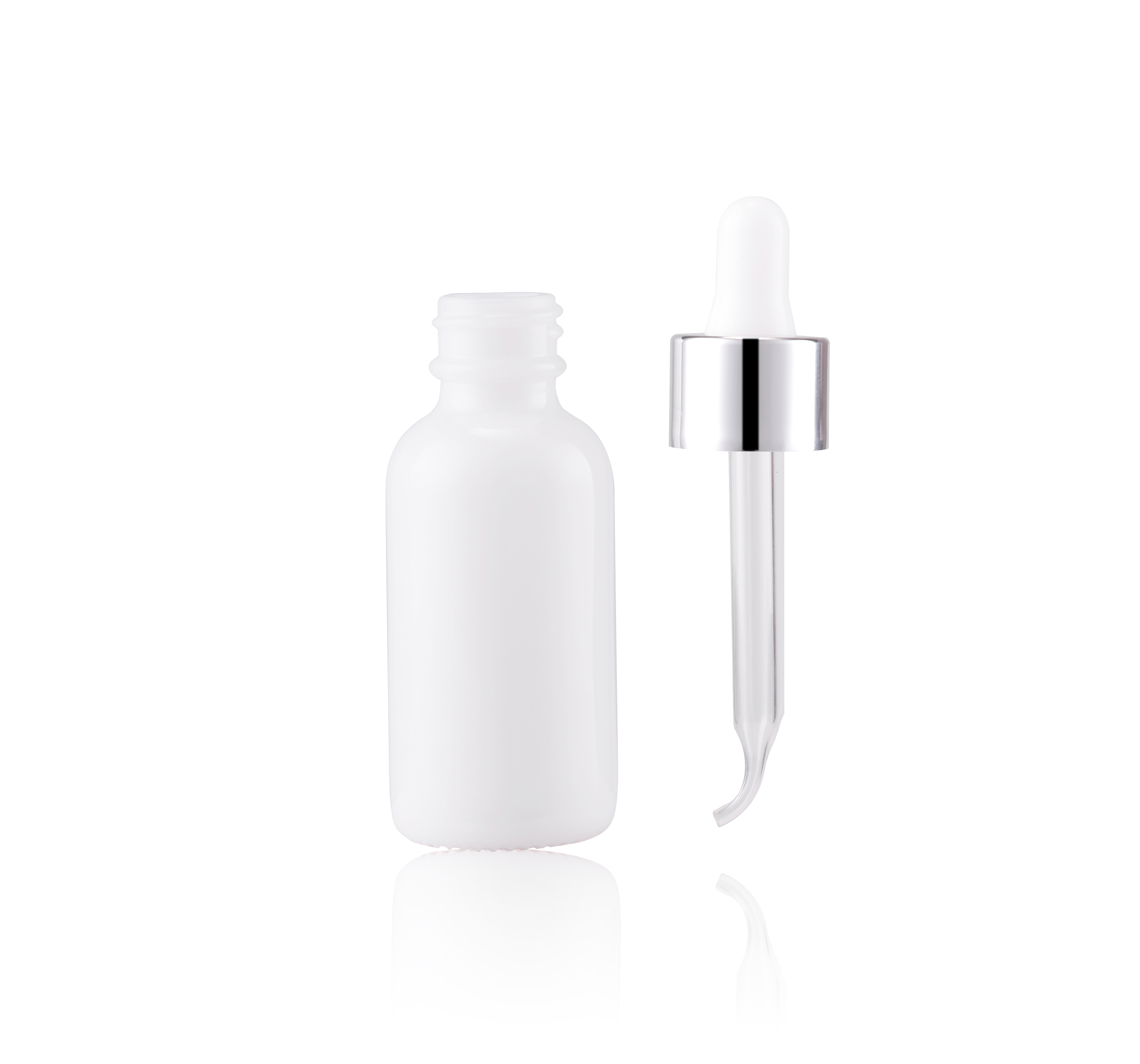 US Available Low Moq Cosmetic Face Serum Herb Hair Essential Oil Bottle 60 ml Round White 60ml Dropper Bottle with pipette
