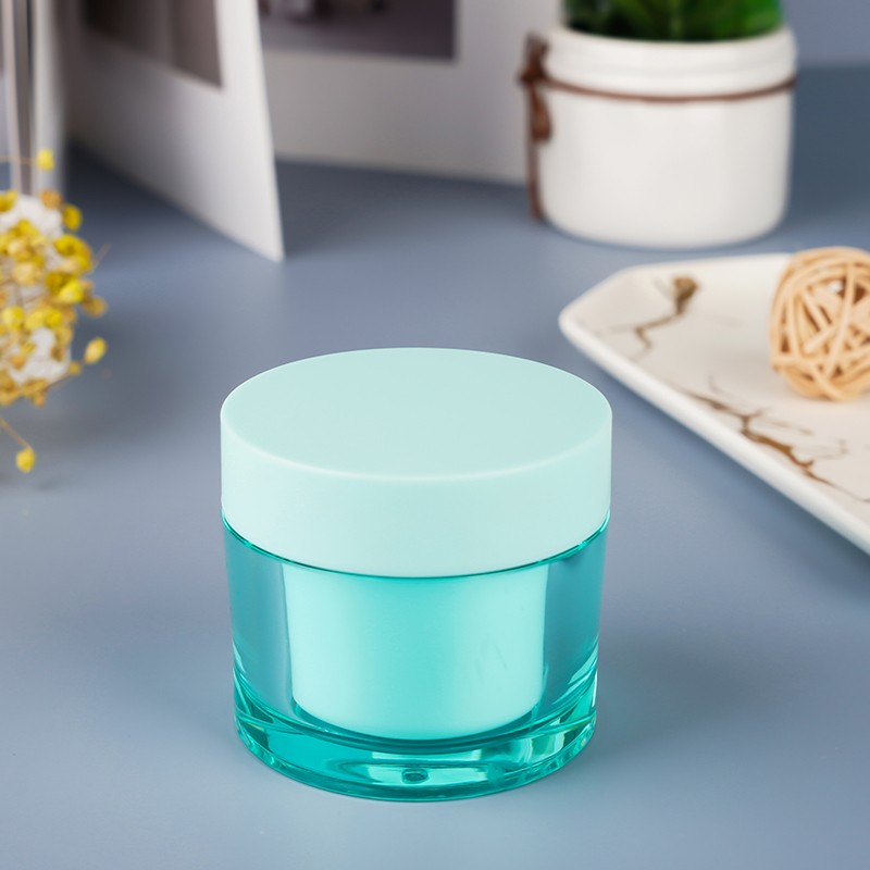 Custom 30ml 50ml 70ml Plastic Packaging Double wall Blue Empty Acrylic Container Cosmetic Cream Jar for skin care cream