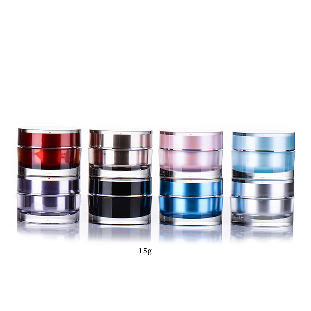Custom Logo Empty Loose Powder Small Container Jar Pot Acrylic Double Wall Cosmetic Jar For Skincare Face Cream