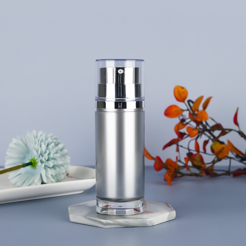 Essential Serum Double Tube Airless Bottle Empty 15ml 30ml Silver Dual Chamber Airless Pump Bottles for Eye Cream