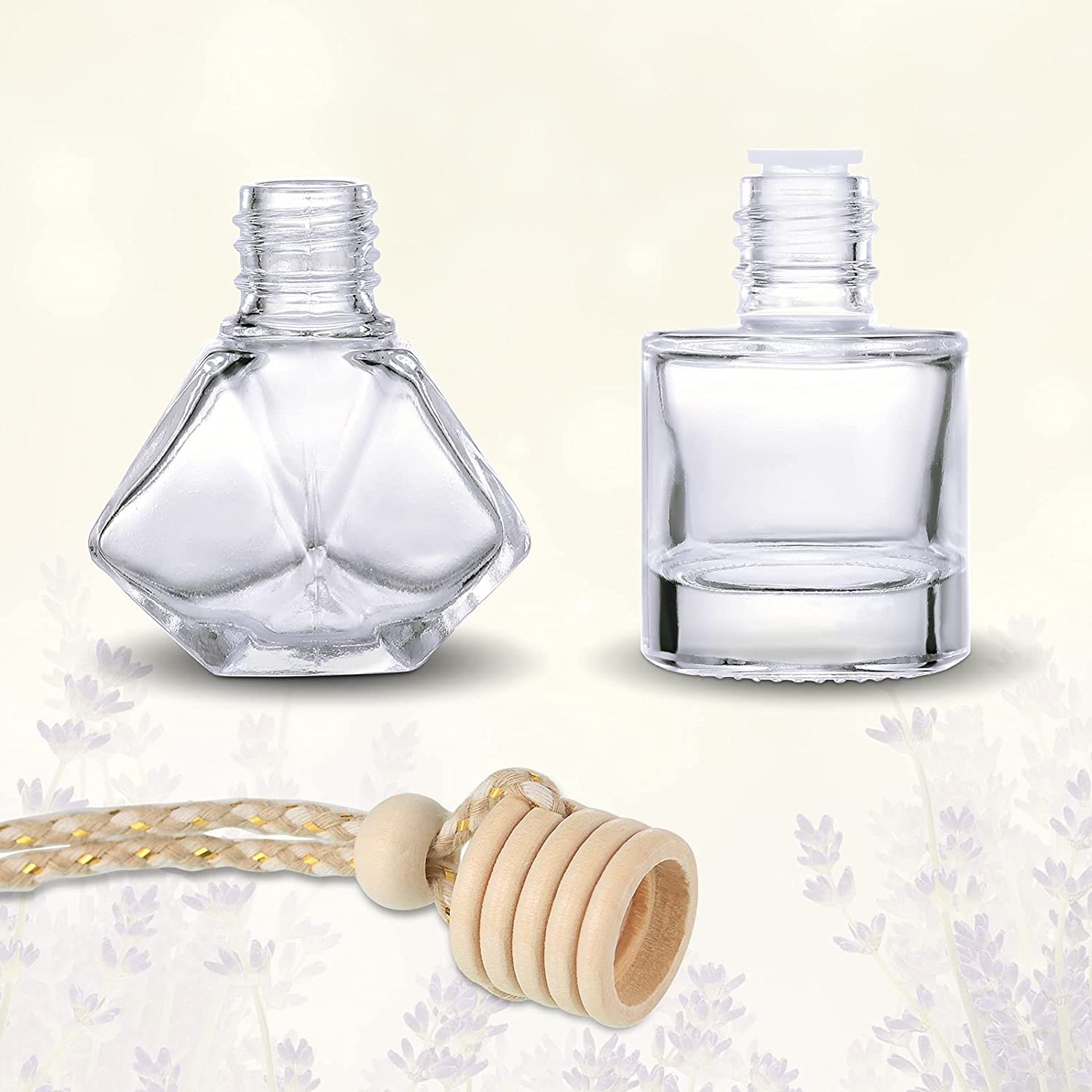 High Quality 5ml 6ml 8ml 10ml Iridescent Perfume Glass Bottle Air Freshener Empty Vent Car Aroma Diffuser Glass Bottle Hanging