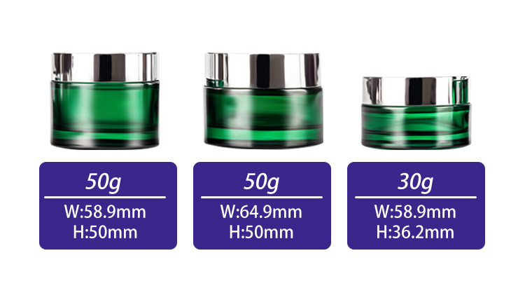 Custom Cosmetic Jars Face Cream Packaging Bottle 30ml 50ml 100ml Round Green eco friendly Container Bottle