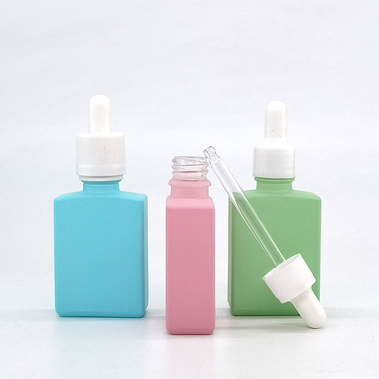 Square Shaped Empty Glass Essential oil Bottles with child proof 30ml 50ml Black Dropper Bottle for CBD oil packaging