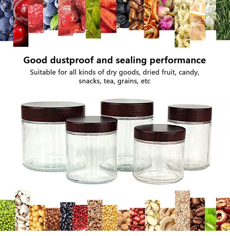 Round Transparent green brown glass unique apothecary candle jar 8oz 250ml 200ml 300ml 260ml wholesale Glass jars