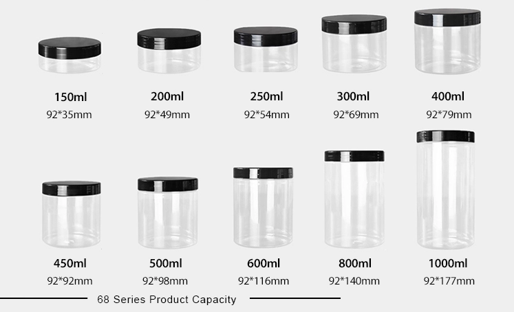 Custom Empty Clear PET Plastic Square Shape Leak Proof Gummy Jars with lid for sweets candies packaging Eco-friendly Recyclable