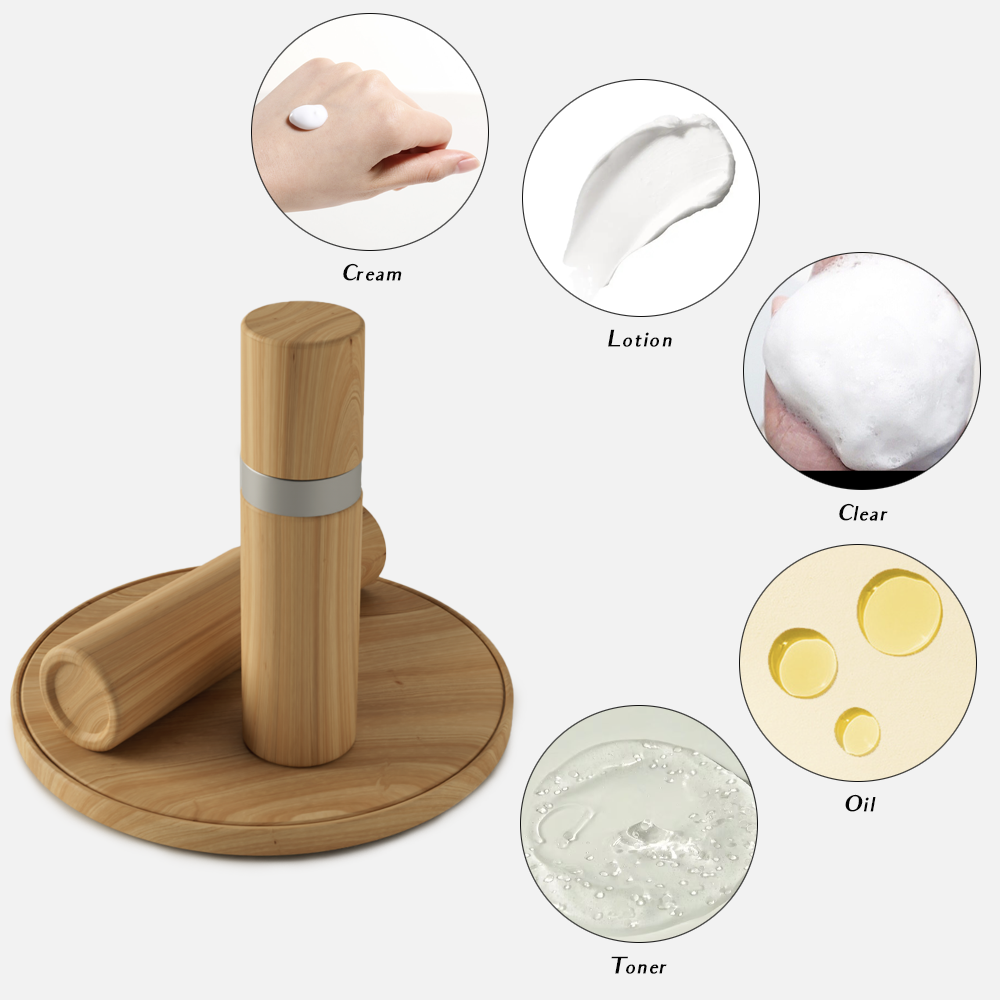 Custom Oral Care packaging Container Eco friendly Bamboo Airless Pump Bottle for toothpaste