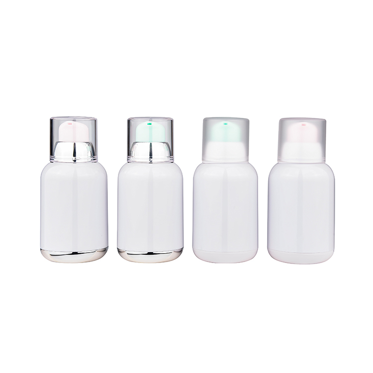 BDPAK 50ml 100ml gloss silver aluminum airless pump white bottle for facial cream