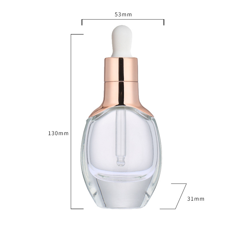 Hot Selling Oval Shape 15Ml 30Ml 35ML 50Ml 60Ml Luxury Glass Essential Oil Serum Dropper Bottle