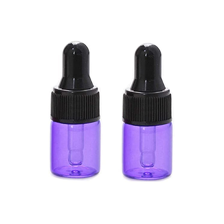 In Stock Boston Round Glass Dropper Bottle Purple Essential Oil Vitamin C Serum CBD Dropper Bottle