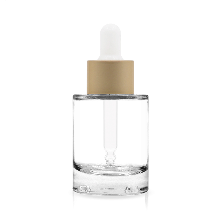High Quality Customized Clear Essential Oil Serum CBD Glass Dropper Bottle With Bamboo Cap