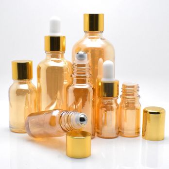 Beautiful Electroplate Gold Glass Dropper Bottles For Essential Oil CBD Serum Packaging