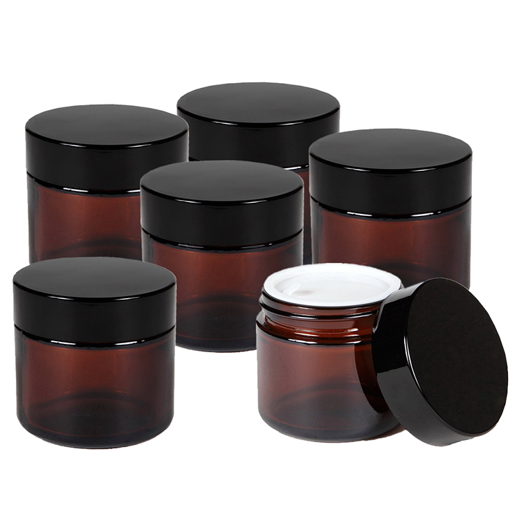In Stock 30ml Glass Container Empty 50ml Amber Wide Mouth Cosmetic Frosted Glass Cream Jar Lotions Packaging Skin Care Glass Jar