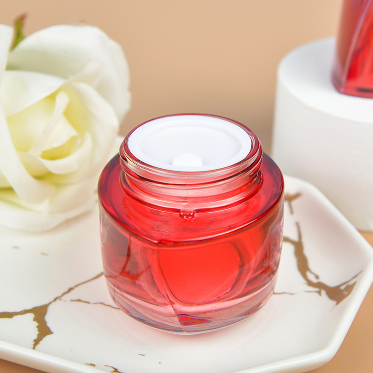 Creative Design Custom Red Empty Cosmetic Cream Jar and Lotion Bottle