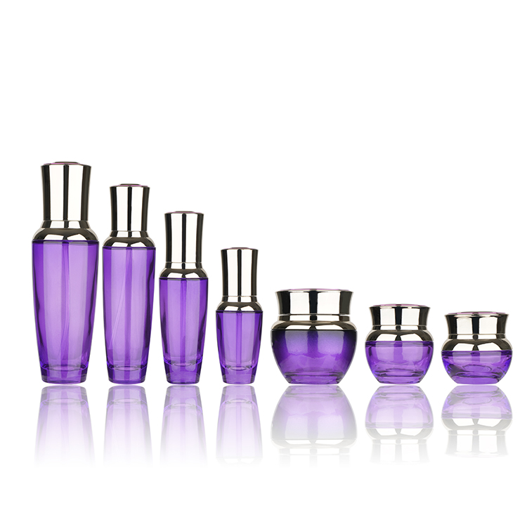 China Factory Supplier Customized Purple Body Glass Lotion Pump Bottle