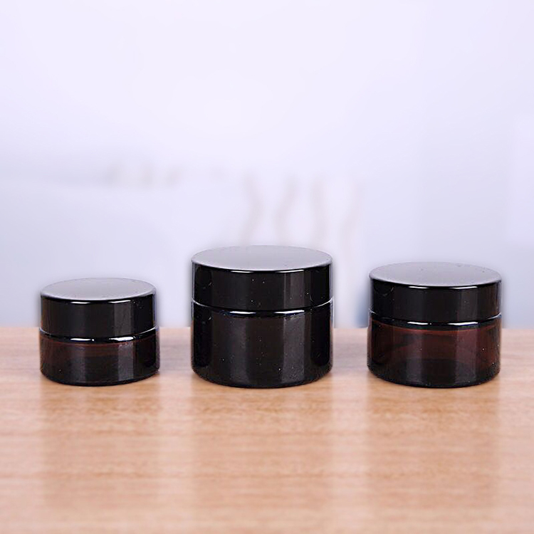 BDPAK Ready To Ship Wholesale Low MOQ Empty 30g Clear Amber Glass Cream Jar with Black Lid