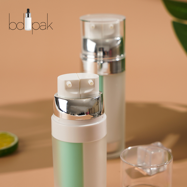 BDPAK High Quality 30ml 50ml Cosmetic Airless Bottle Double Pump Lotion Bottle