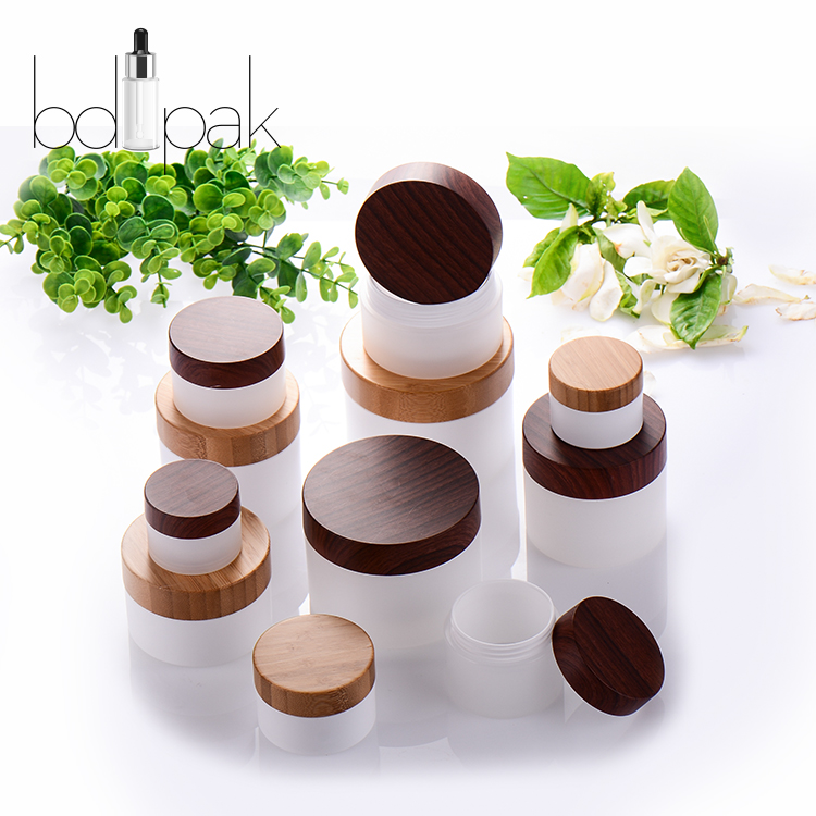 Custom PP Cream Jar with Bamboo Lid Cosmetic Packaging