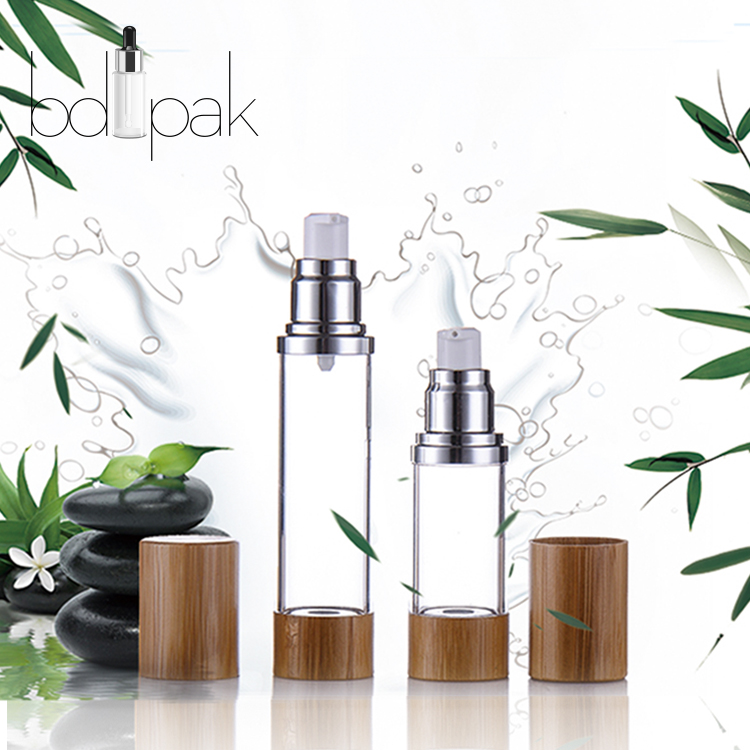 BDPAK Plastic Bamboo Airless Pump Bottle for Skin Care