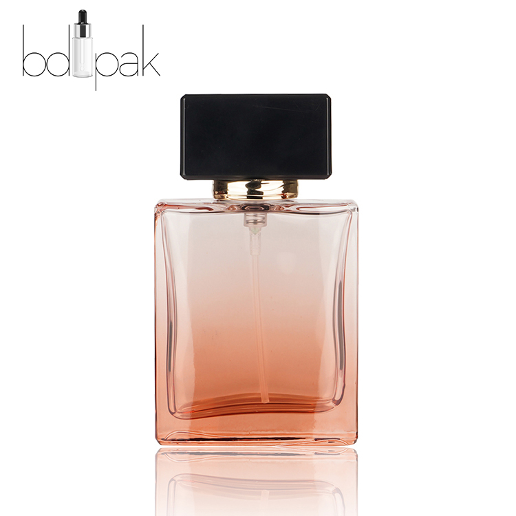 Wholesale Luxury Custom Orange Gradient Transparent Glass Perfume Bottle