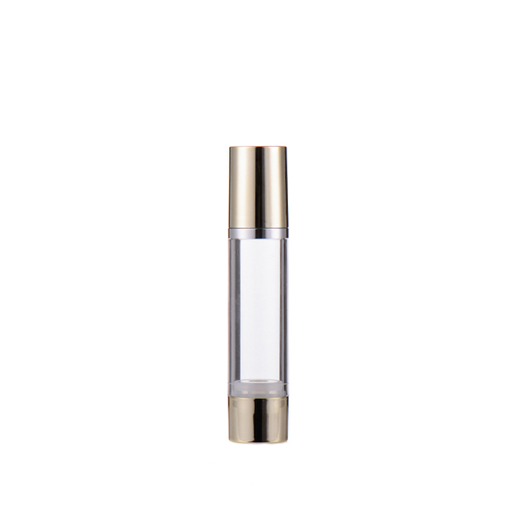 Gold Plastic Cosmetic Packaging 15ml 30ml 50ml Airless Pump Bottle