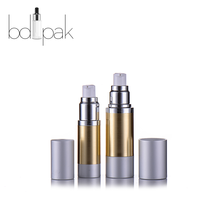 Gold Plastic Cosmetic Packaging 15ml 30ml 50ml Airless Pump Bottle