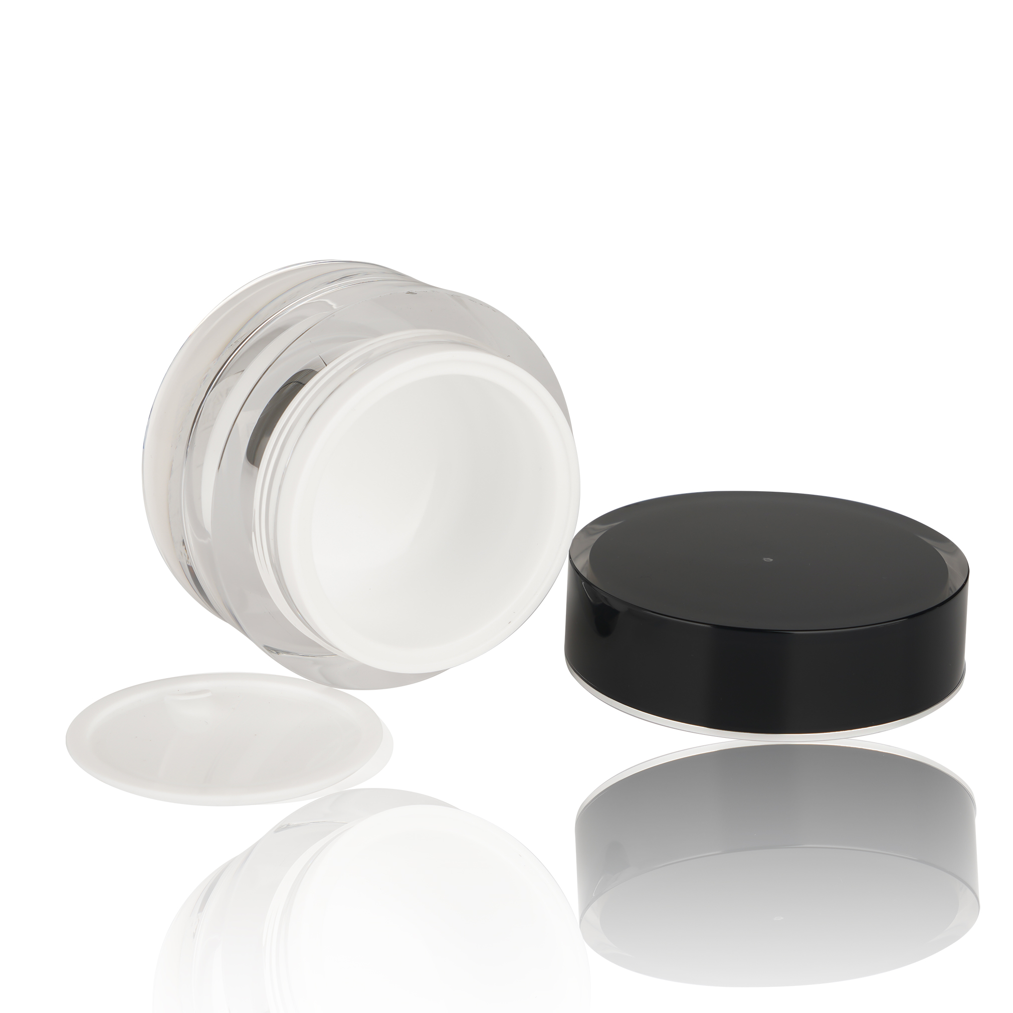 Chinese Supplier Double-layer Plastic Custom Skin Cream Jar