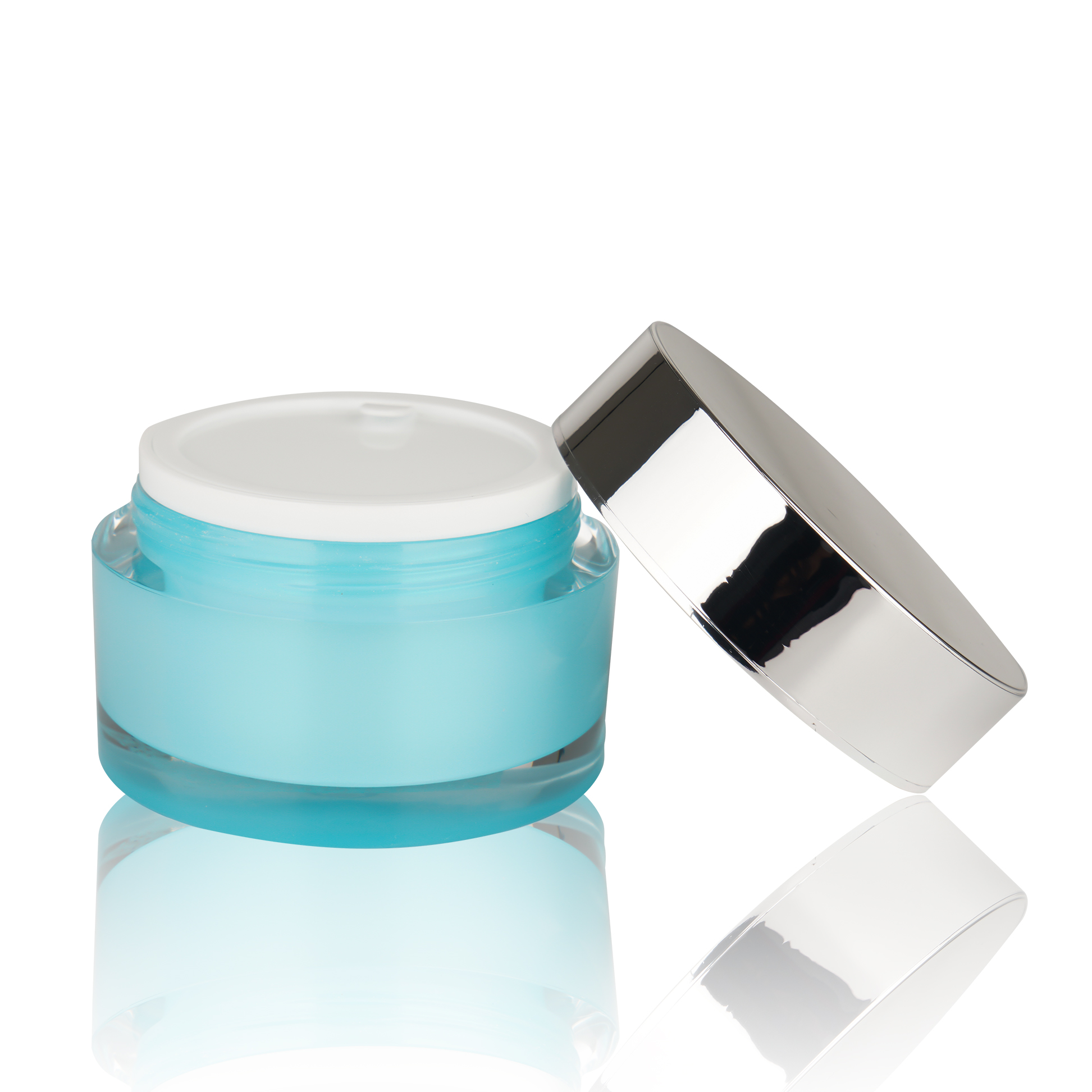BDPAK Double-layer Plastic Custom Blue Skin Cream Jar
