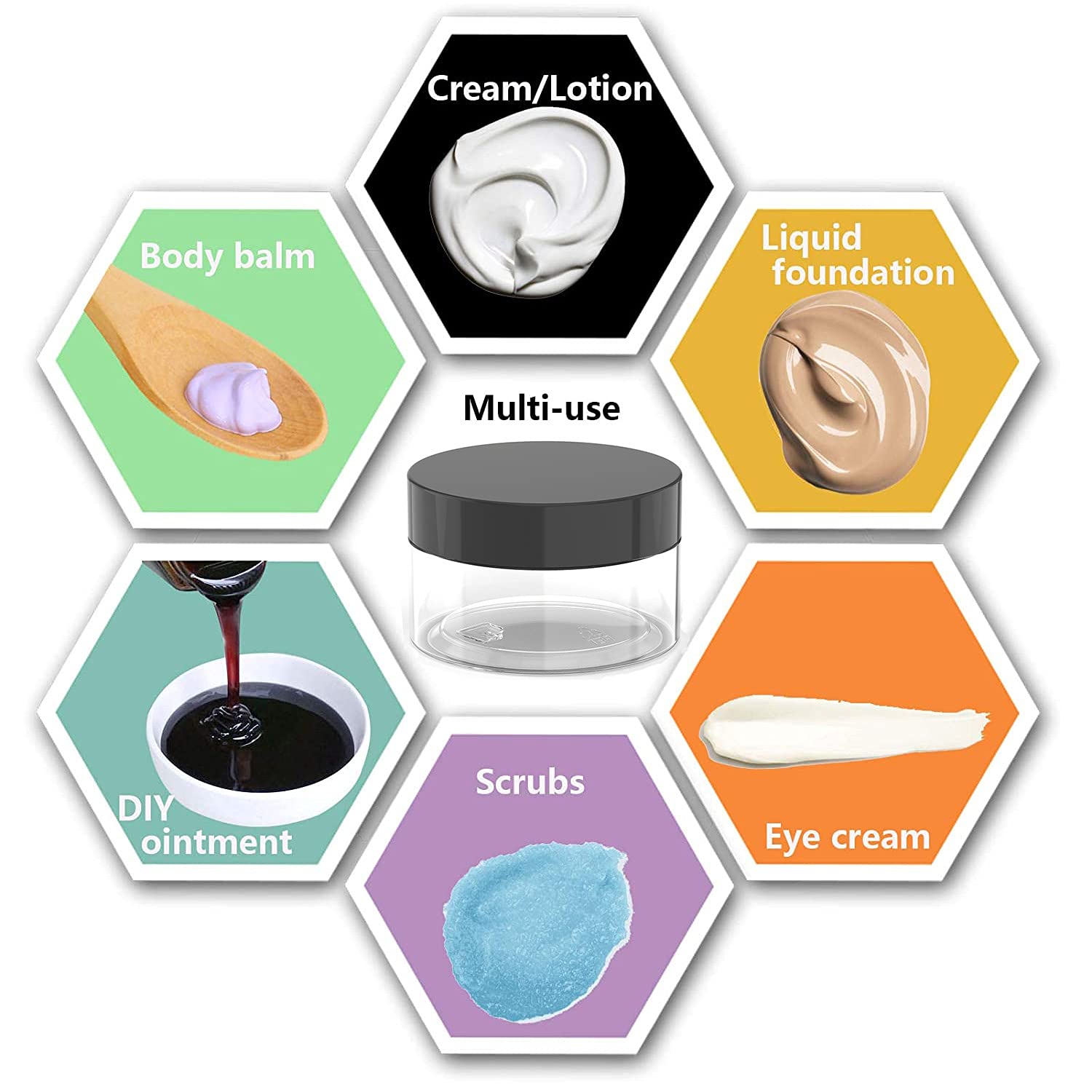 30ml 100ml 200ml 50ml Cosmetics Body Butter Face Cream Jars 500ml Round Empty Plastic PET Jar for Food Storage