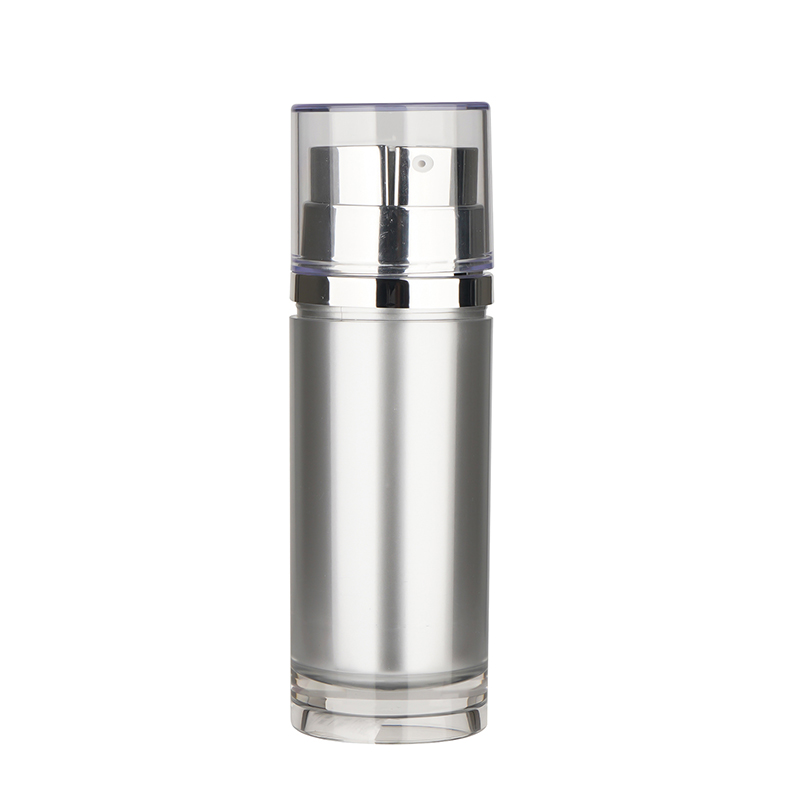 Essential Serum Double Tube Airless Bottle Empty 15ml 30ml Silver Dual Chamber Airless Pump Bottles for Eye Cream
