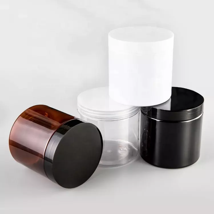 Cosmetics Containers Plastic Cream Jar with Lids Clear Gift Food Jars Round Empty PET Jars for Kitchen Storage