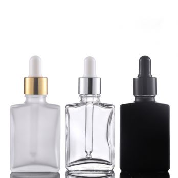 Custom Serum oil Bottle 30ml 50 ml Square Dropper Bottles with Lid 1oz 2 oz White Black Empty Glass Bottle Dropper