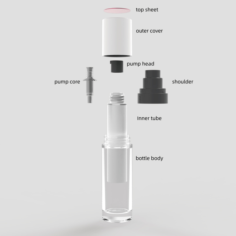 Self-developed Eco-Friendly Bottle Custom Made Logo 100ml 50ml Spin-On Replaceable Inner Tube Glass Airless Bottle for lotion