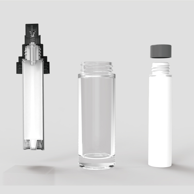 Self-developed Eco-Friendly Bottle Custom Made Logo 100ml 50ml Spin-On Replaceable Inner Tube Glass Airless Bottle for lotion