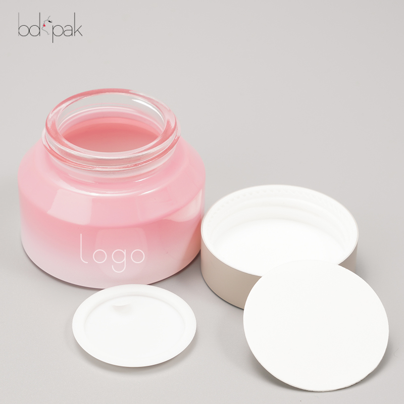 wholesale 30g 50g Round Tower Shoulder frosted Empty Pink White Face Cream Glass Cosmetic Jar