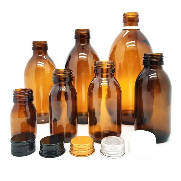 180ml 200ml 300ml 500ml 16oz 8oz Empty Dark Amber Glass Boston Bottle for personal care packaging