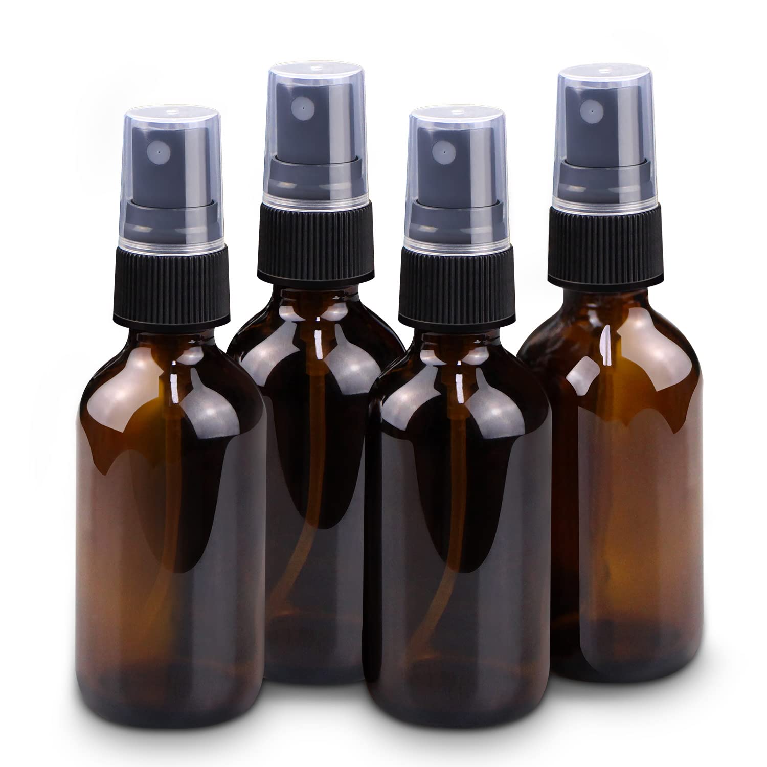 30ml 50ml 100ml 2oz Refillable Round Matte Black Amber Frosted Glass Spray Bottle with spray mist cap