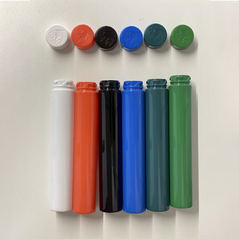 Custom Panton Color Black White 10ml 5inches PET Preroll Child Resistant Tube with Smooth Sides PP CR Cap plug Sealed for CBD