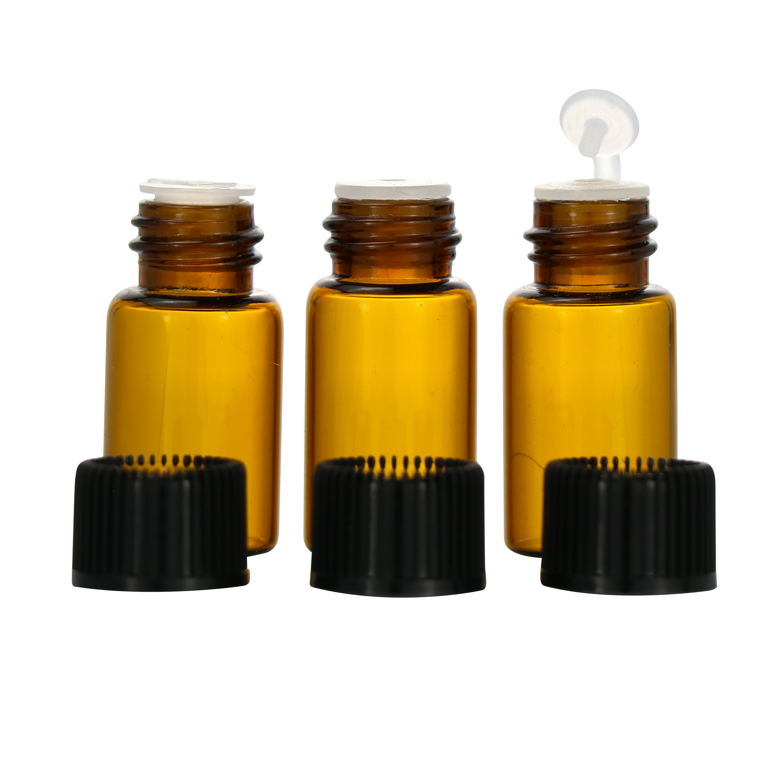 1ml 2ml 3ml 5ml Clear Black Amber Brown Essential oil Bottle Plastic Screw Cap Glass Vial with Dropper for Mini Serum oil Sample