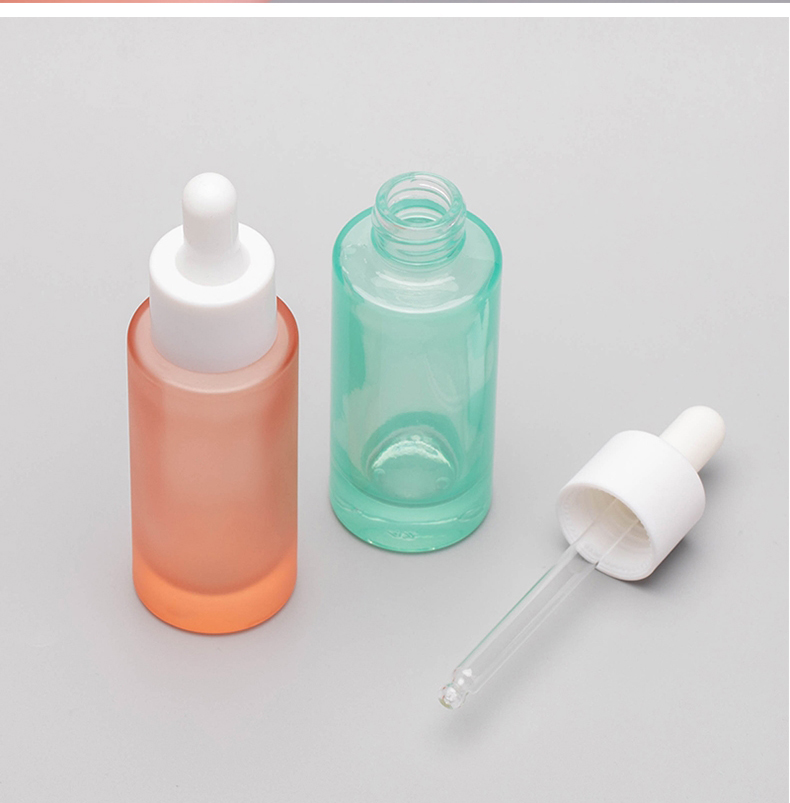 Custom 30ml Straight Shoulder Clear Frosted Pink PETG Plastic Essential Oil Dropper Bottle Packaging for Cosmetic Skincare Serum