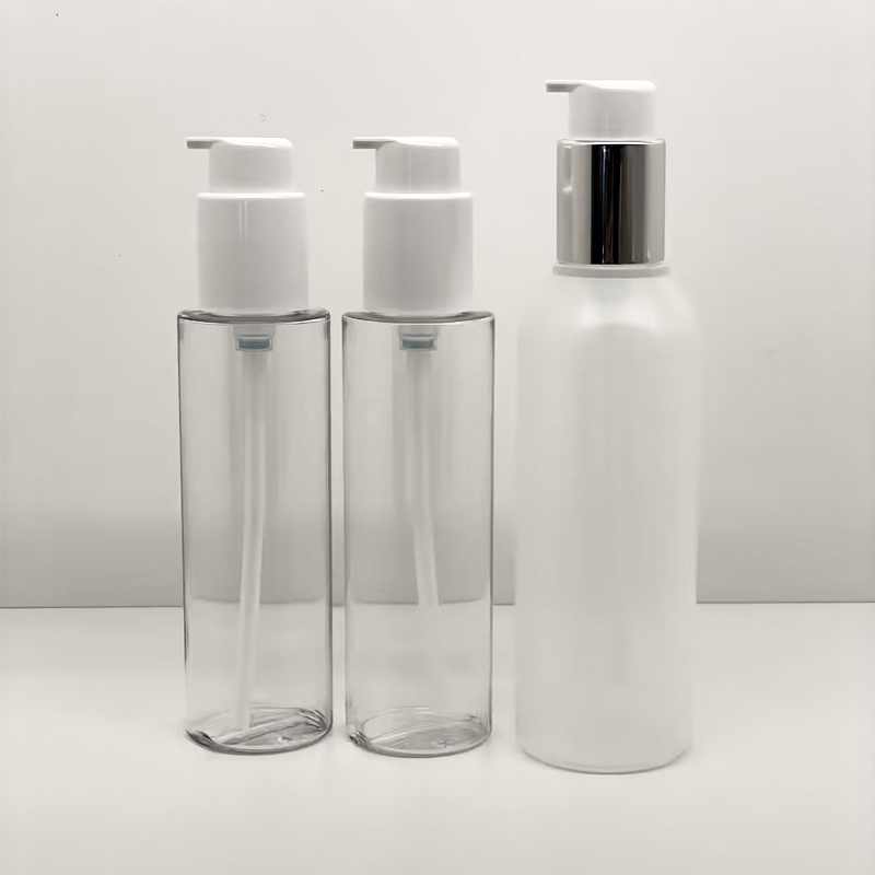 Unique Design Eco friendly Skincare Packaging Lotion Toner Bottle 100ml Clear Frosted PET PETG Airless Bag in Bottle with pump