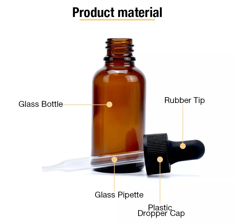 Cheaper US Available Amber Glass Bottle with dropper 30 ml 1 oz 30ml Brown Essential Oil Bottle for hair face body oil packaging