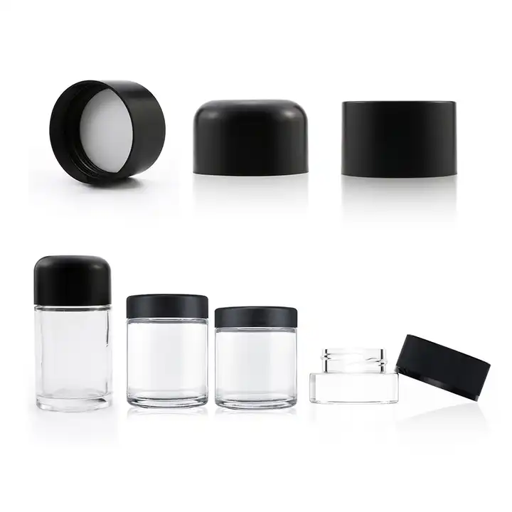 3g 5g 7g Custom Mini Child Proof Stash Containers Small Child Resistant Glass Concentrate Jar for hemp Relief Cream packaging