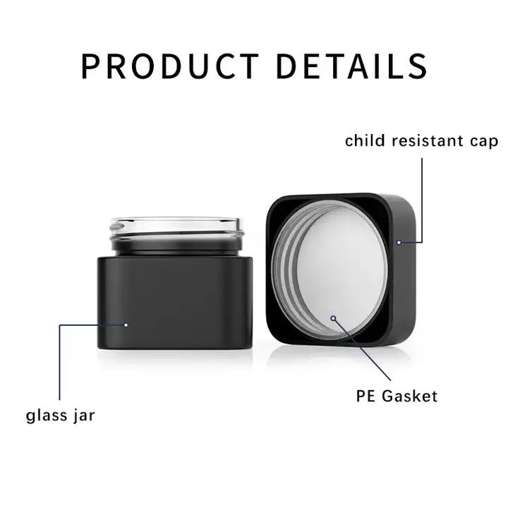 3g 5g 7g Custom Mini Child Proof Stash Containers Small Child Resistant Glass Concentrate Jar for hemp Relief Cream packaging