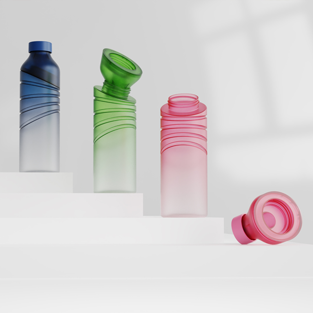 Lightly customized unique design funnel style plastic bottle for protein powder gummy vitamin pills