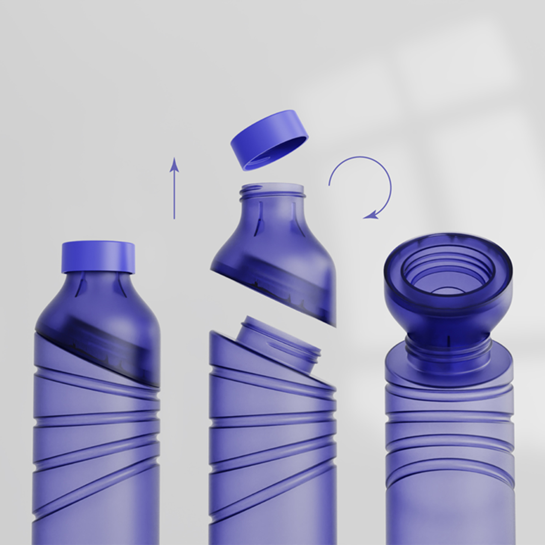 Lightly customized unique design funnel style plastic bottle for protein powder gummy vitamin pills