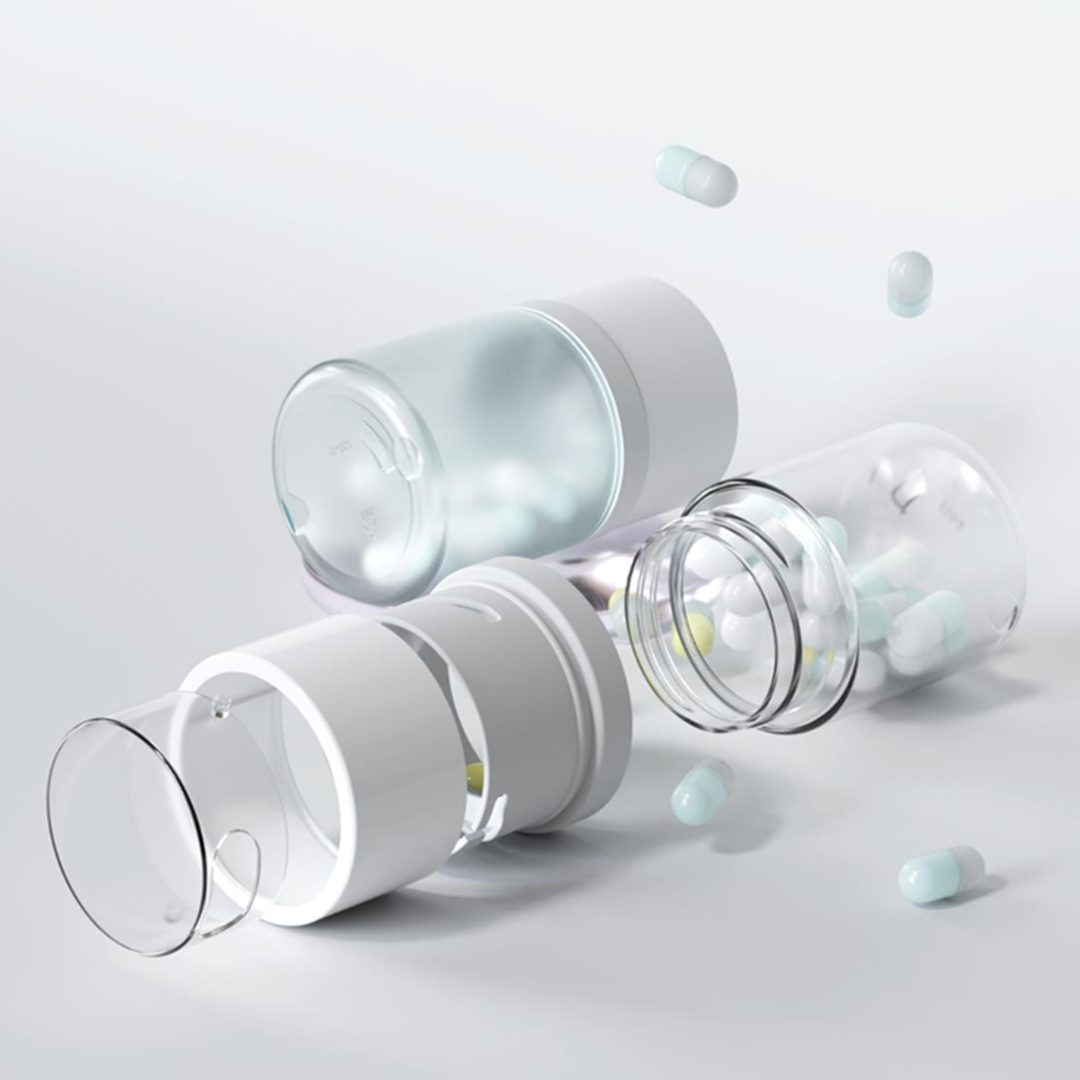 RTCO New Design Portable Plastic Travel small Pill Organizer bottle hidden exit Child Resistant mini medicine bottle