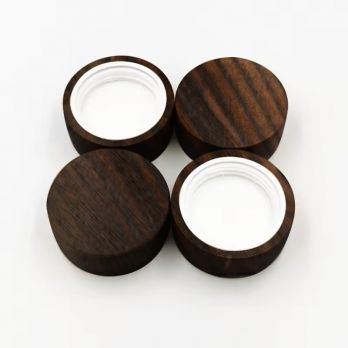 Available LOW MOQ black/brown Screw Bamboo Caps Glass Cream Jar Lids Cheaper Plastic Jar Wooden Lids for 15g 30g Jar
