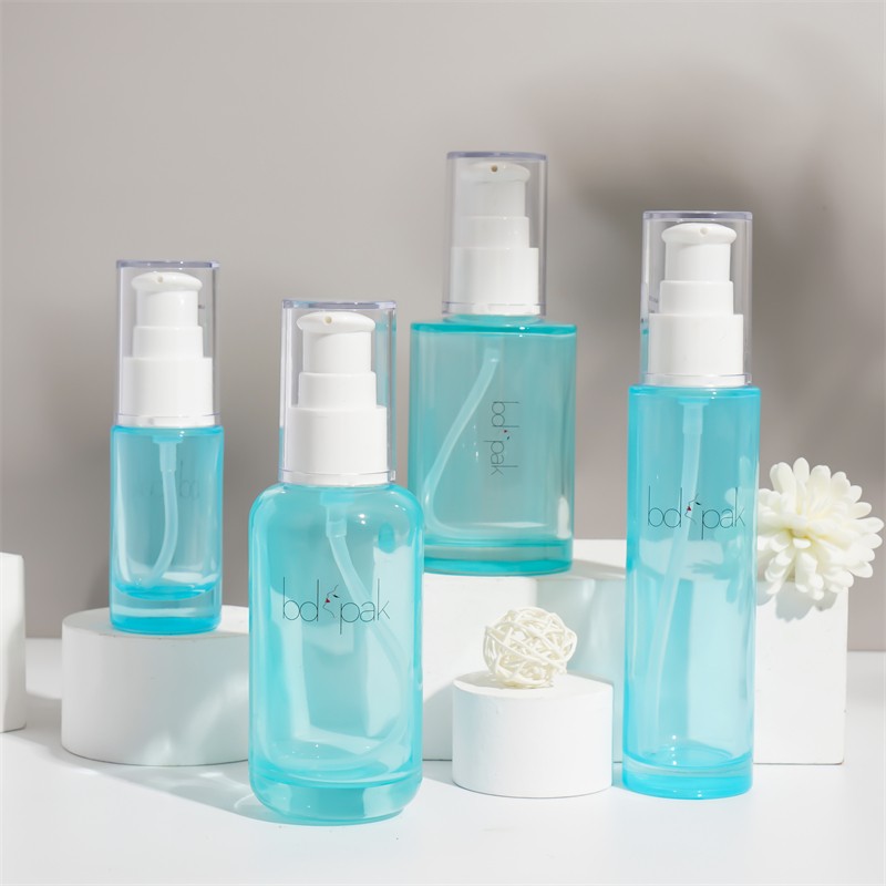 Custom 100ml Luxury Round Empty Cosmetics Packaging Containers Foundation Glass Lotion Bottle with Dip Tube